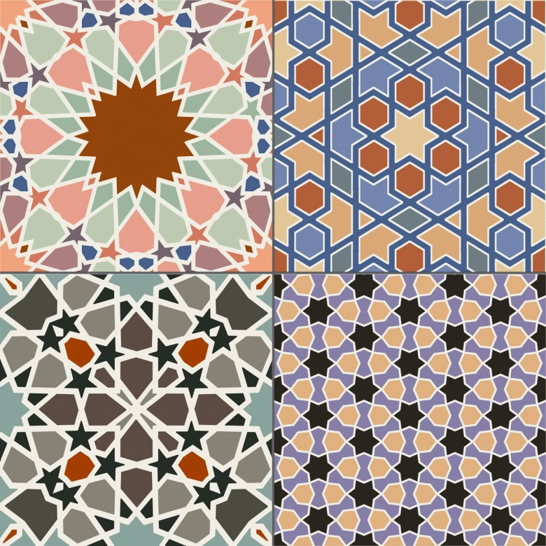 Carrelage sol effet carreaux de ciment Water multicolore 44x44 cm
