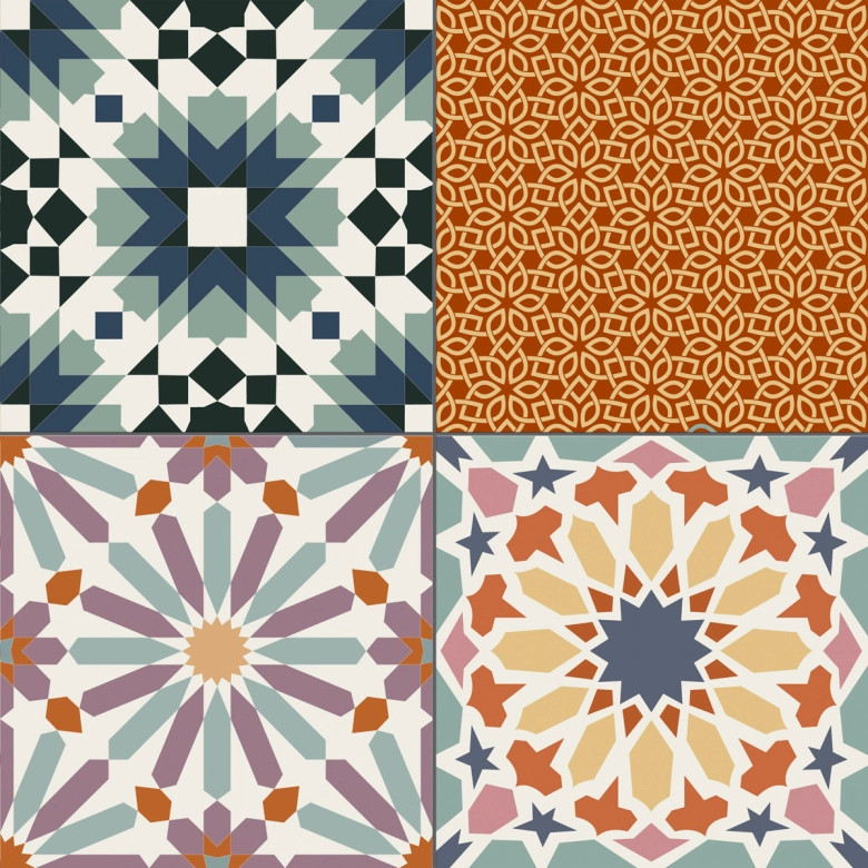 Carrelage sol effet carreaux de ciment Water multicolore 44x44 cm