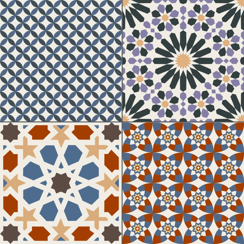 Carrelage sol effet carreaux de ciment Water multicolore 44x44 cm