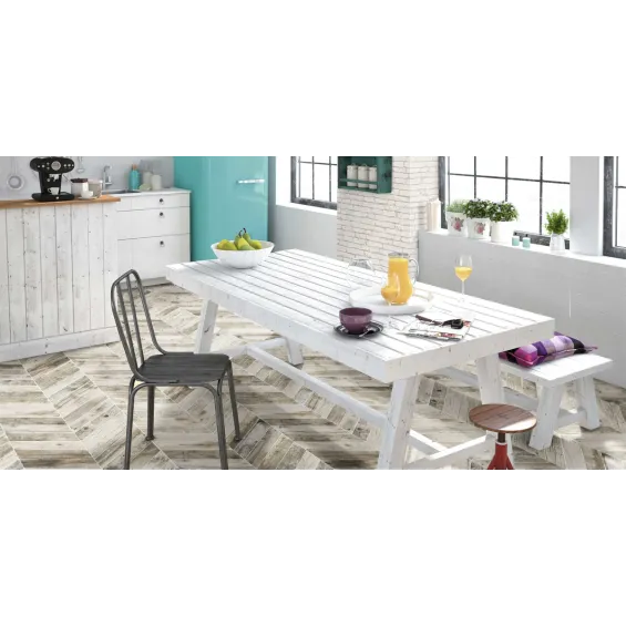  Carrelage parquet chevron Latte blanc mix 70x40 cm - Réflex Boutique