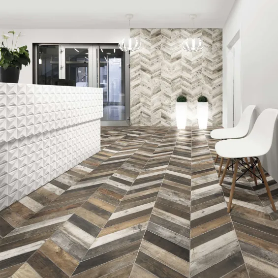  Carrelage parquet chevron Latte terre 70x40 cm - Réflex Boutique