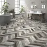  Carrelage parquet chevron Latte gris acier 70x40 cm - Réflex Boutique