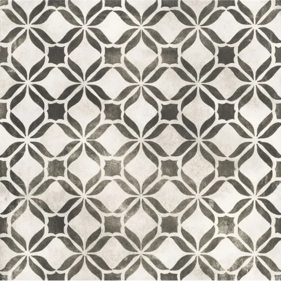 Dalle extérieur effet carreaux ciment Fragment noir R11 14 mm 32,9x32,9 cm - Réflex Boutique