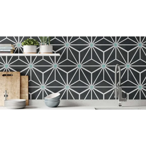  Carrelage sol hexagonal Beaumarchais anthracite 28.5x33 cm - Réflex Boutique