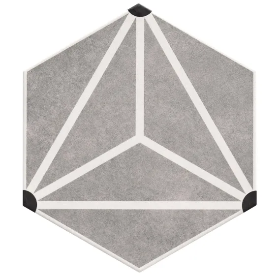  Carrelage sol hexagonal Beaumarchais gris 28.5x33 cm - Réflex Boutique