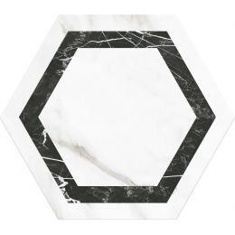 Carrelage sol hexagonal Caprice décor noir 28.5x33 cm