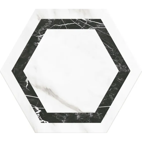  Carrelage sol hexagonal Caprice décor noir 28.5x33 cm - Réflex Boutique