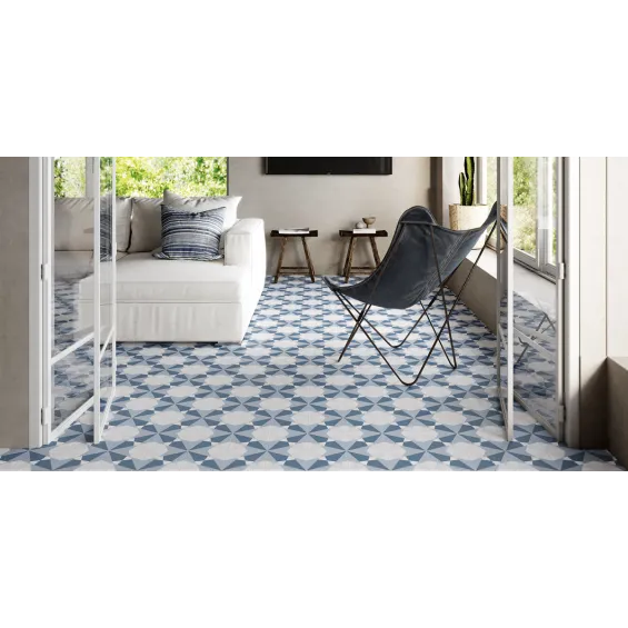  Carrelage sol effet carreaux de ciment Paris bleu clair 33,15x33,15 cm - Réflex Boutique