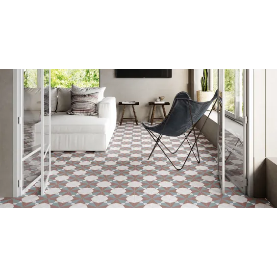  Carrelage sol effet carreaux de ciment Paris bordeaux 33,15x33,15 cm - Réflex Boutique