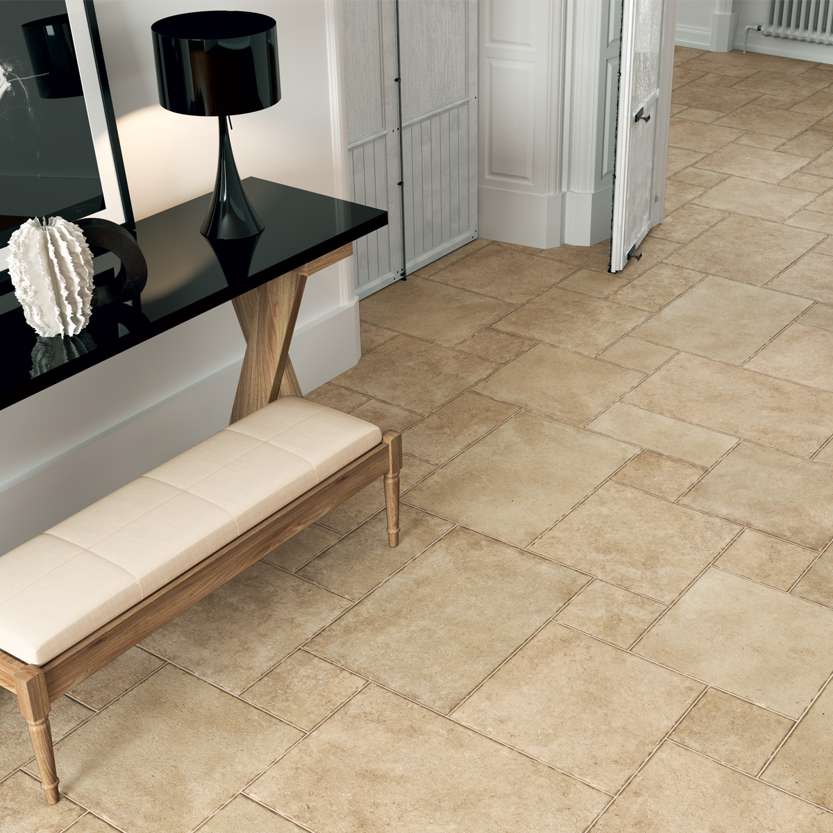 Carrelage sol effet pierre Provenza blanc multi-format - Réflex Boutique