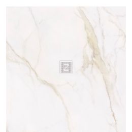 Receveur Hotel gold effet marbre blanc et or Ardoise relief antidérapant 