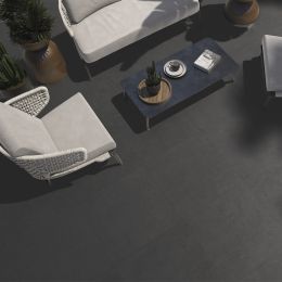 Carrelage sol extérieur moderne Gravi noir R11 60x60 cm