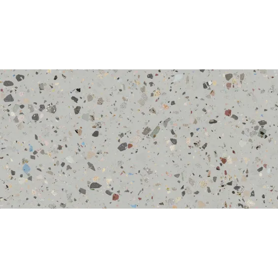 Carrelage sol et mur effet Terrazzo poli Gemme gris 60x120 cm - Réflex Boutique