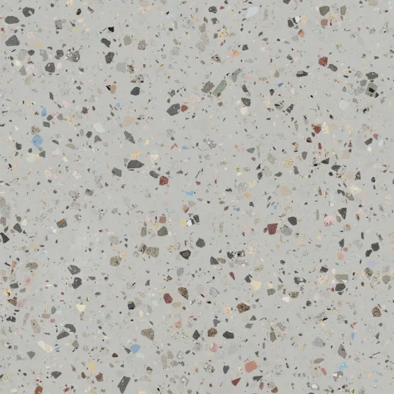 Carrelage sol et mur effet Terrazzo poli Gemme gris 120x120 cm - Réflex Boutique