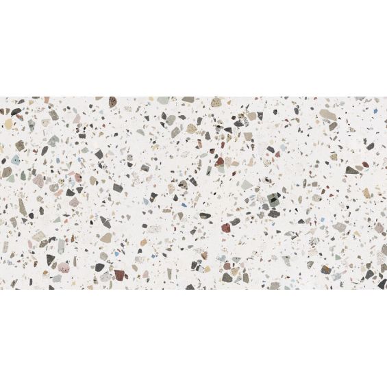 Carrelage sol et mur effet Terrazzo poli Gemme blanc 60x120 cm