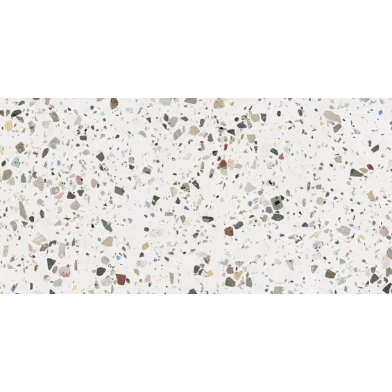 Carrelage sol et mur effet Terrazzo poli Gemme blanc 60x120 cm - Réflex Boutique