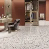 Carrelage sol et mur effet Terrazzo poli Gemme blanc 60x120 cm - Réflex Boutique