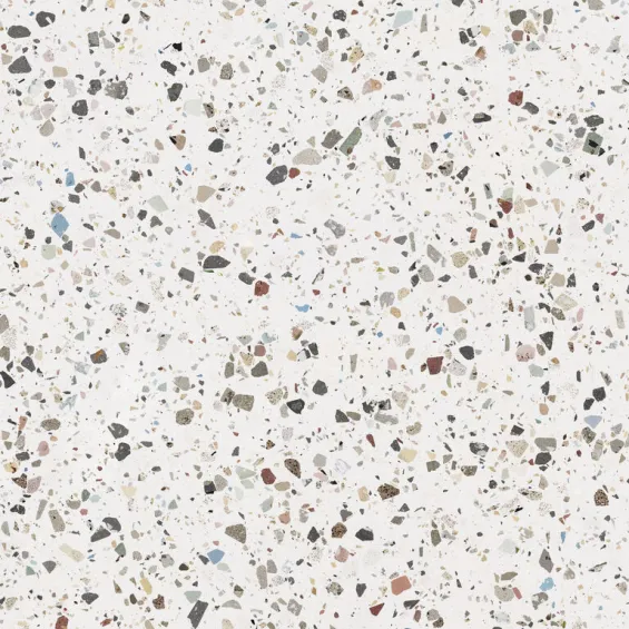 Carrelage sol et mur effet Terrazzo poli Gemme blanc 120x120 cm - Réflex Boutique