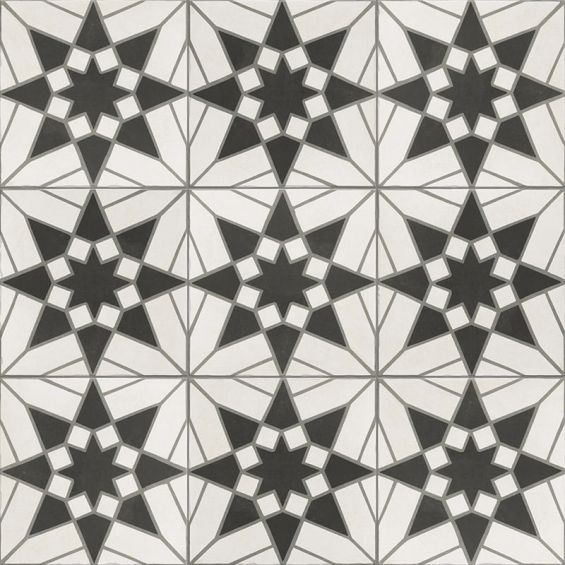 Carrelage sol effet carreaux de ciment Mélancolie Séville blanc 20x20 cm