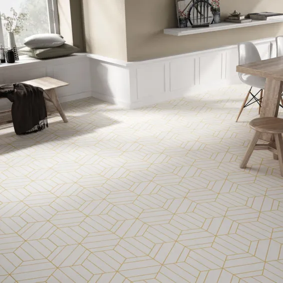  Carrelage sol hexagonal Fontenay Jaune 25x25 cm - Réflex Boutique