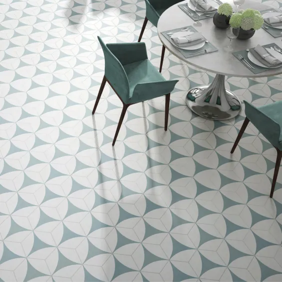  Carrelage sol hexagonal Fontenay Bleu turquoise 25x25 cm - Réflex Boutique