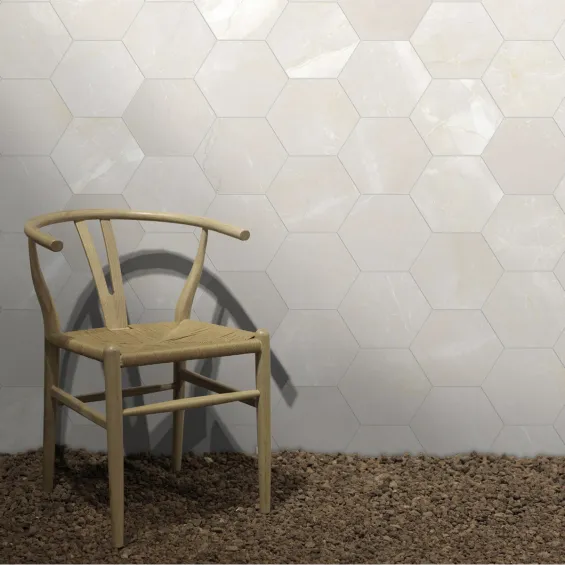  Carrelage sol hexagonal Arrecife Ivoire 25x25 cm - Réflex Boutique