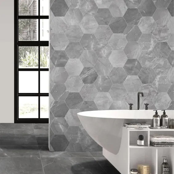  Carrelage sol hexagonal Arrecife Gris 25x25 cm - Réflex Boutique