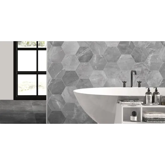  Carrelage sol hexagonal Arrecife Gris 25x25 cm - Réflex Boutique