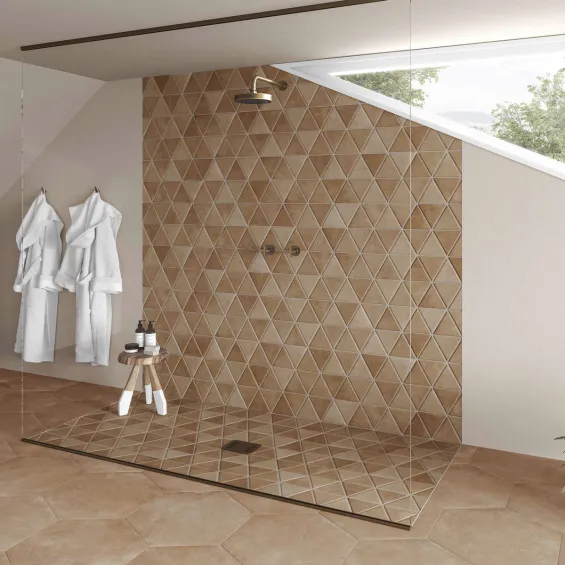 Carrelage sol et mur traditionnel Pilotta Triangle terre 48,5 x 28 cm - Réflex Boutique