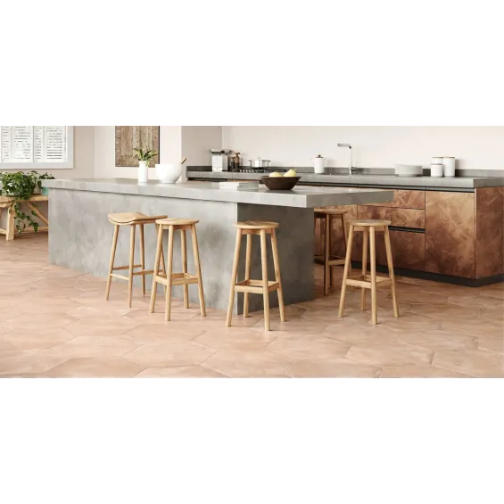 Carrelage sol Hexagonal traditionnel Pilotta Rosé 56x48,5 cm - Réflex Boutique