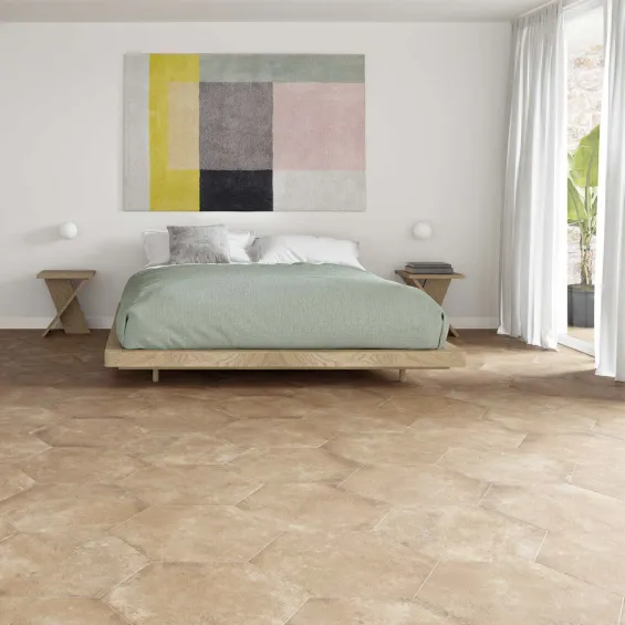 Carrelage sol Hexagonal traditionnel Pilotta terre 56x48,5 cm - Réflex Boutique