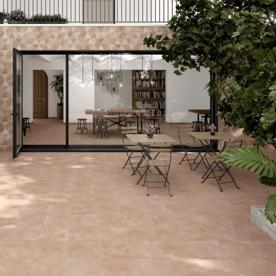 Carrelage sol extérieur traditionnel Pilotta rosé R11 14 mm 32,9x32,9 cm