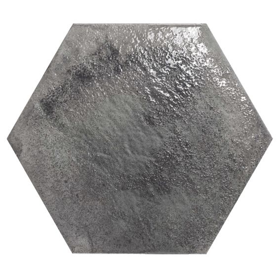 Carrelage sol hexagonal Knack Gris anthracite 28.5x33 cm