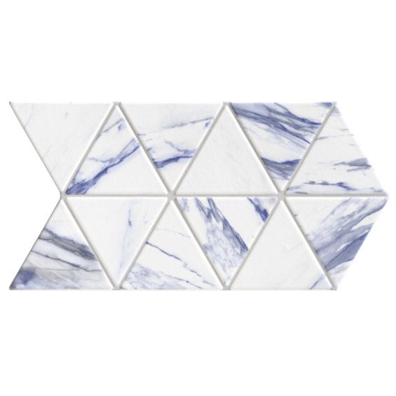 Carrelage sol et mur Utthita Triangle marbre bleu 48,5 x 28 cm