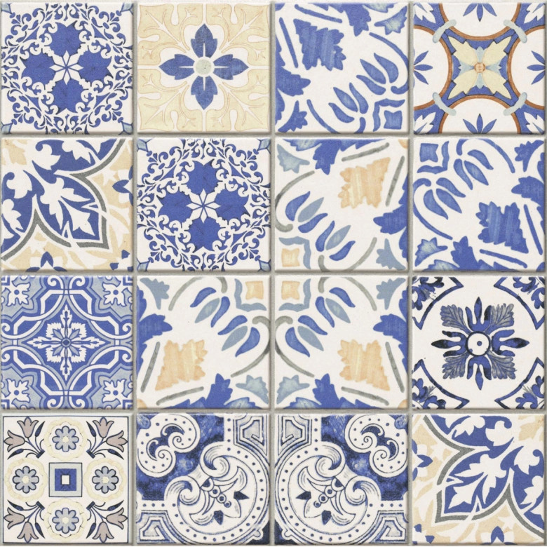 Carrelage sol effet carreaux de ciment Water Azulejos 44x44 cm