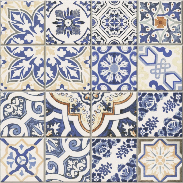 Carrelage sol effet carreaux de ciment Water Azulejos 44x44 cm