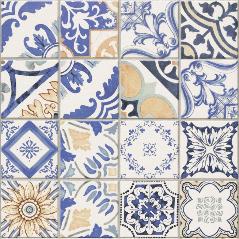 Carrelage sol effet carreaux de ciment Water Azulejos 44x44 cm