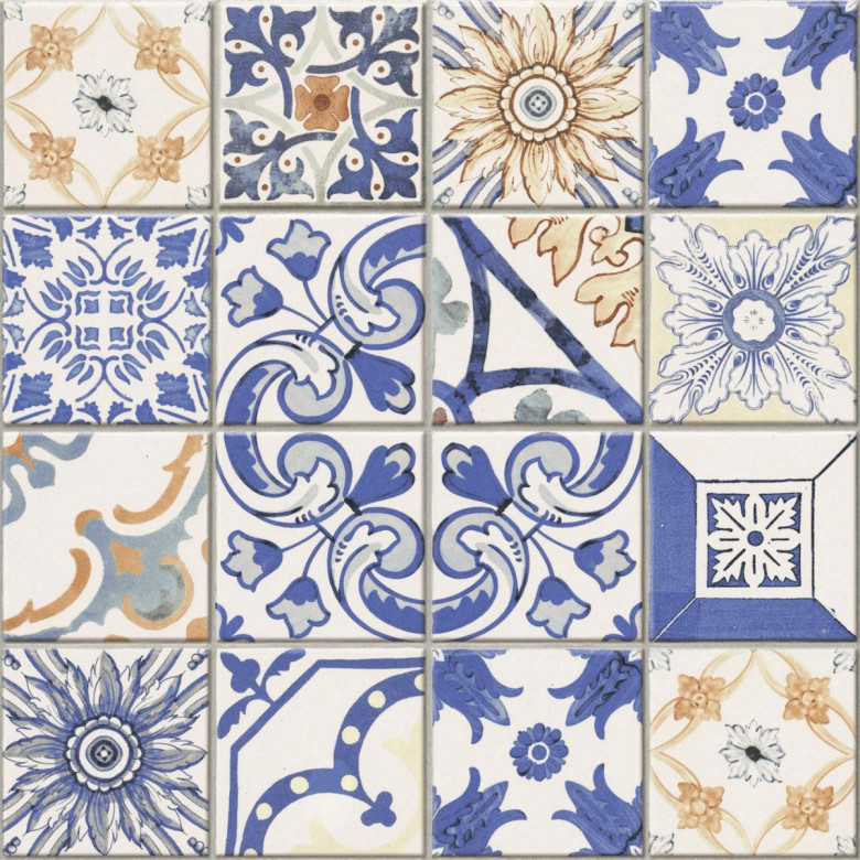 Carrelage sol effet carreaux de ciment Water Azulejos 44x44 cm