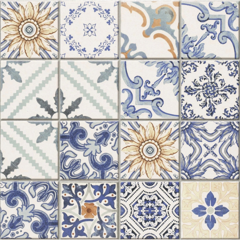 Carrelage sol effet carreaux de ciment Water Azulejos 44x44 cm