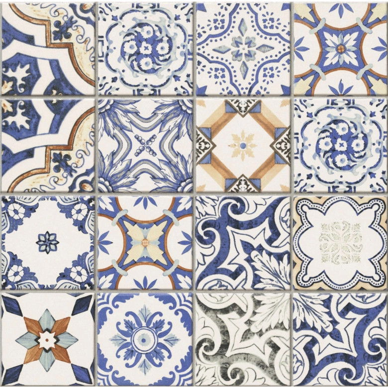 Carrelage sol effet carreaux de ciment Water Azulejos 44x44 cm