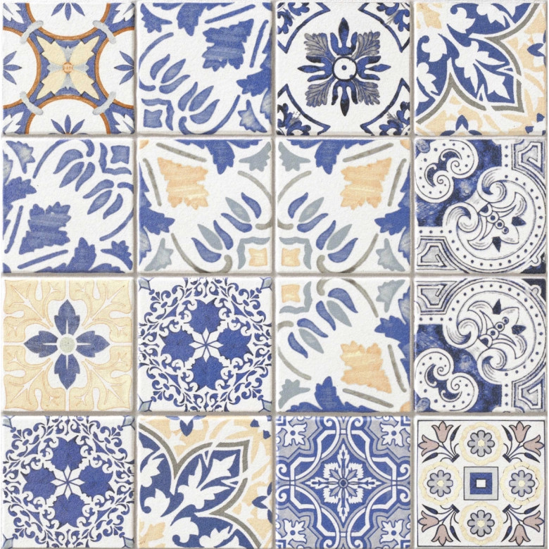 Carrelage sol effet carreaux de ciment Water Azulejos 44x44 cm