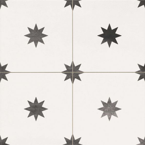 Carrelage sol effet carreaux de ciment Water Estrella blanc 44x44 cm