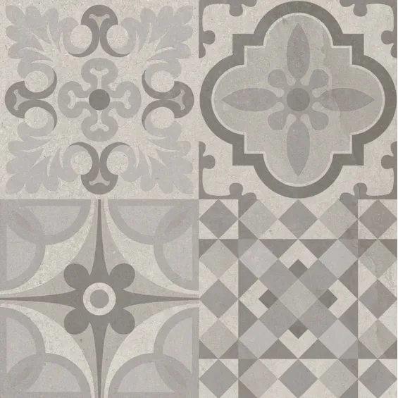  Carrelage sol effet carreaux de ciment Water déco Gris clair 44x44 - Réflex Boutique