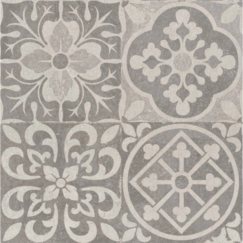 Carrelage sol effet carreaux de ciment Water déco Gris clair 44x44 cm