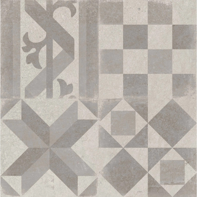 Carrelage sol effet carreaux de ciment Water déco Gris clair 44x44 cm