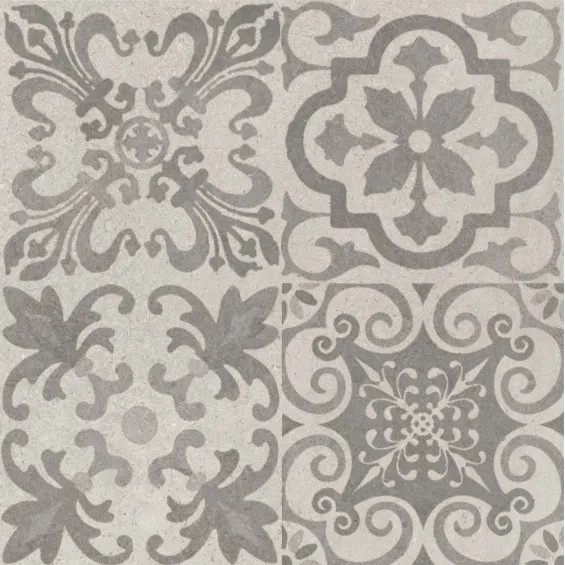  Carrelage sol effet carreaux de ciment Water déco Gris clair 44x44 - Réflex Boutique