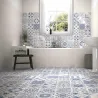  Carrelage sol effet carreaux de ciment Water Azur 44x44 - Réflex Boutique