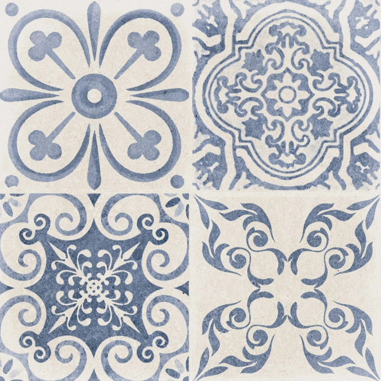 Carrelage sol effet carreaux de ciment Water Azur44x44 cm