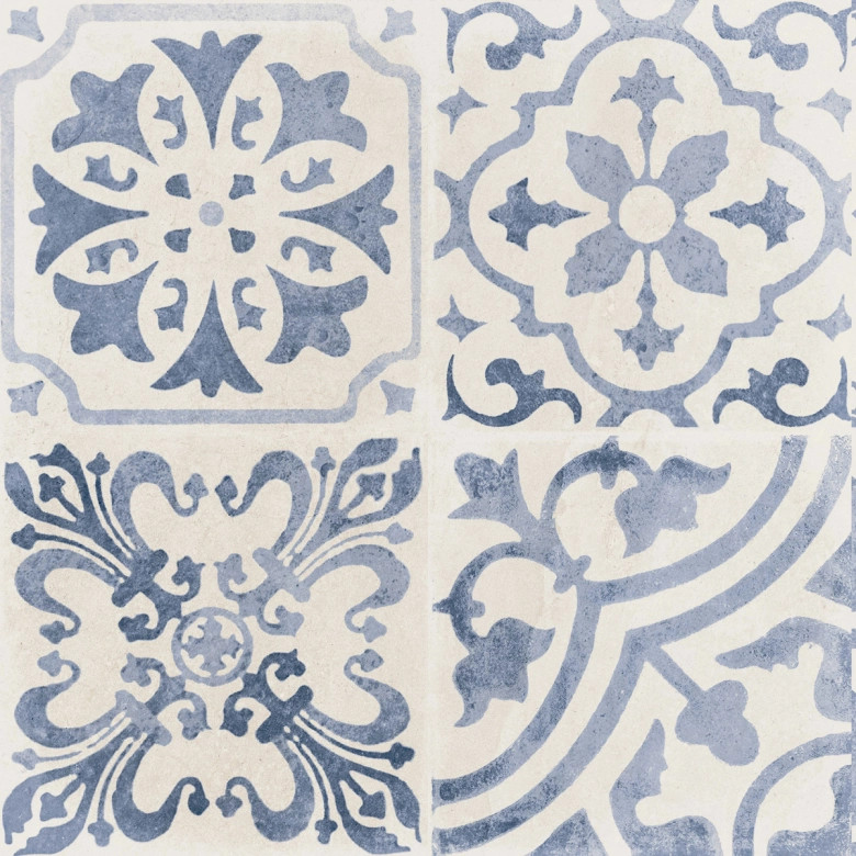 Carrelage sol effet carreaux de ciment Water Azur44x44 cm