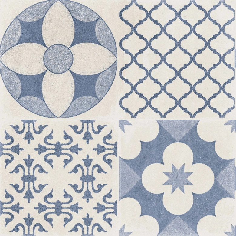 Carrelage sol effet carreaux de ciment Water Azur44x44 cm